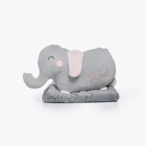 Elephant Cushion With Blanket-Grey