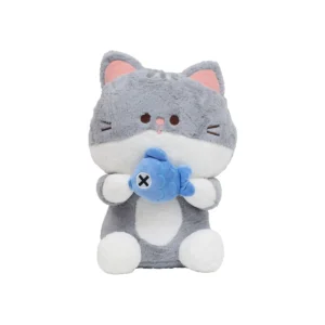 Sitting Cat With Fish-Grey